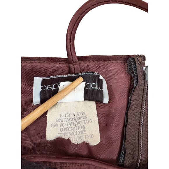 Vtg 90s Betsy & Adam Brown Velvet Satin Gown Slip Dress‎ Empire Waist Prom Hoco - Picture 9 of 13